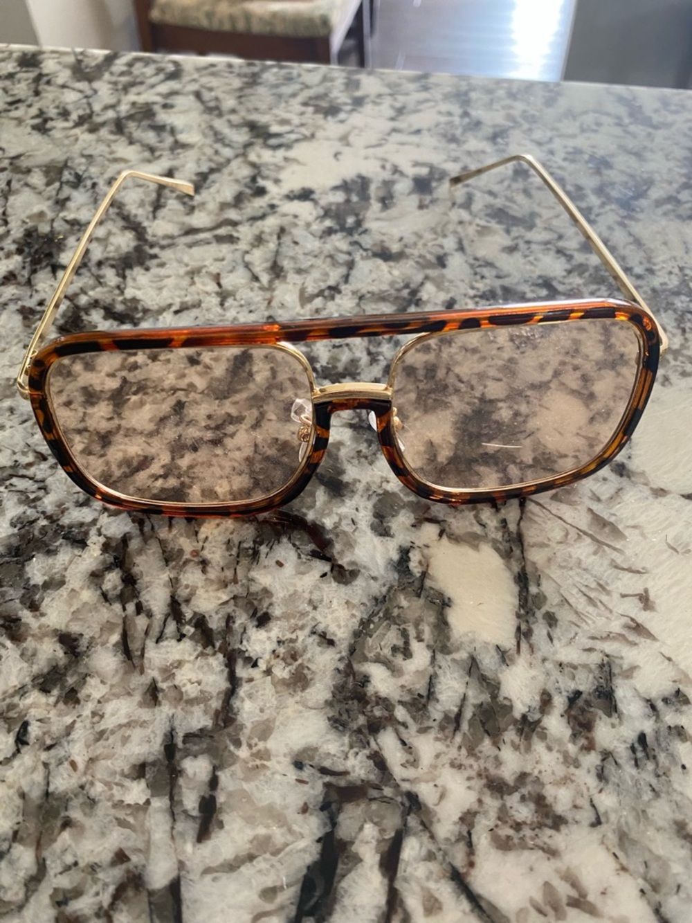 Tortoiseshell Aviator Glasses with Gold Temples